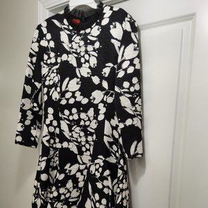 COROLINA HERRERA BLACK AND WHITE FLORAL DRESS